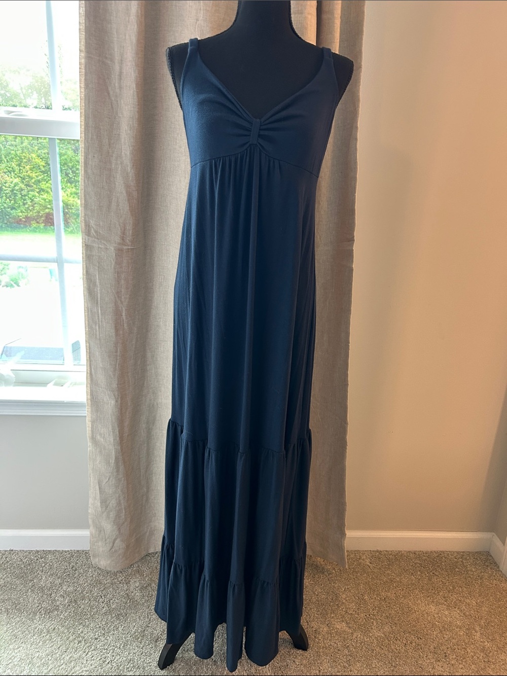 Old Navy Navy Sleeveless Maxi with Knot-Front Detail